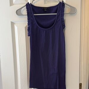 J. Crew Deep Purple Ruffle Tank Top